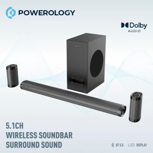 Powerology Immersive Audio 5.1CH Wireless Soundbar Surround Sound Dolby Audio