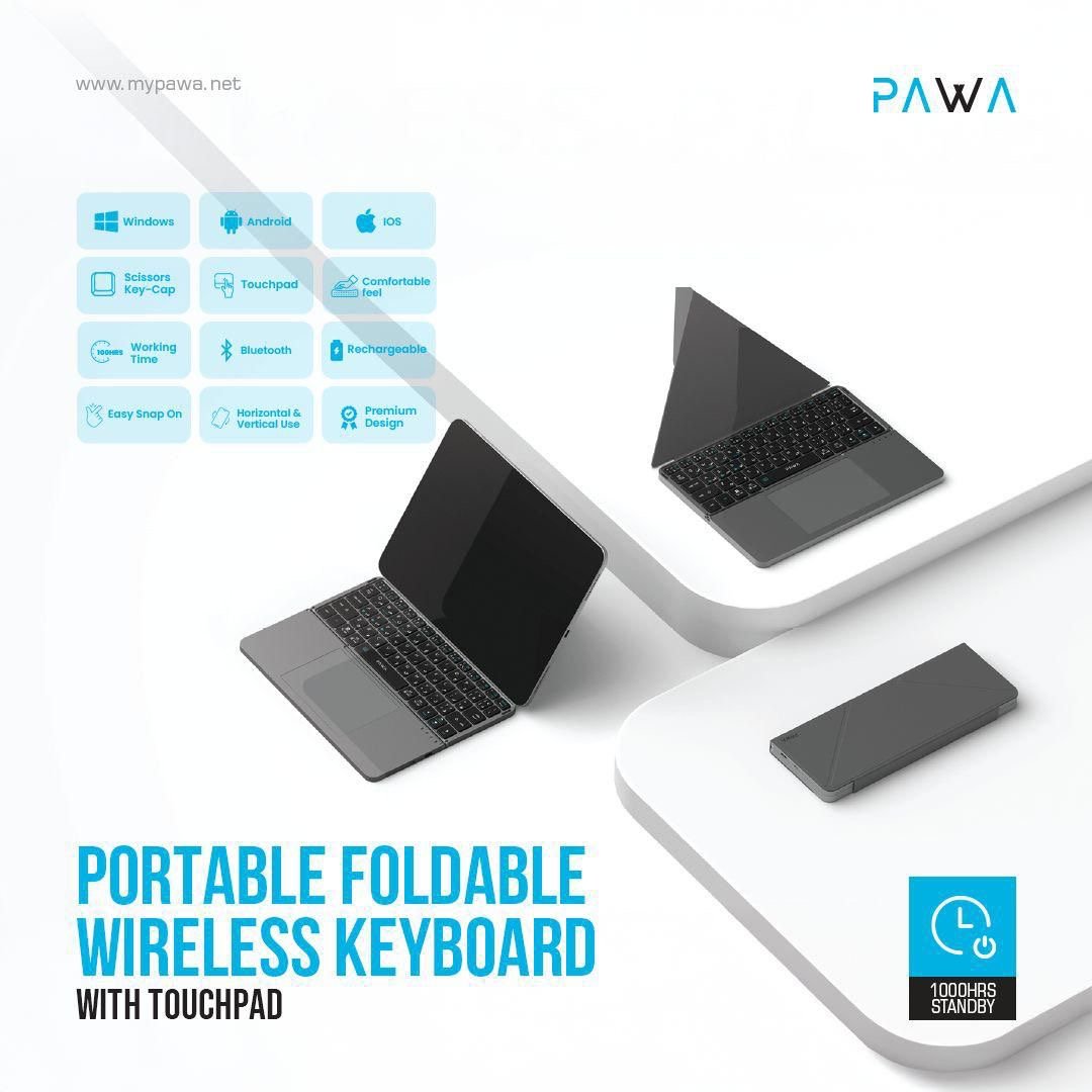 Pawa* Portable foldable wireless keyboard with Touchpad