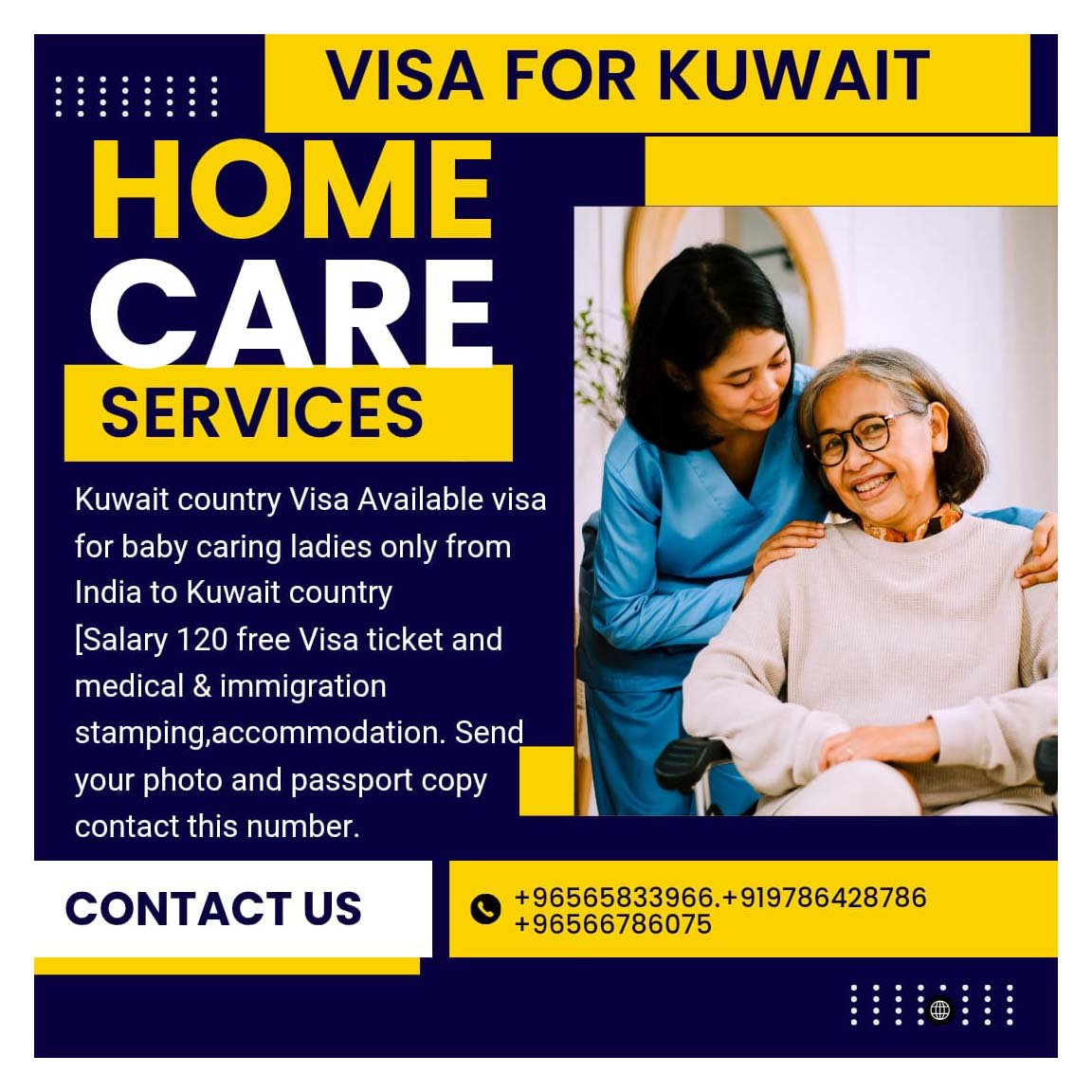 Kuwait Working Visa Available for house maid, baby caring & nursing, ladies only from India to Kuwait.