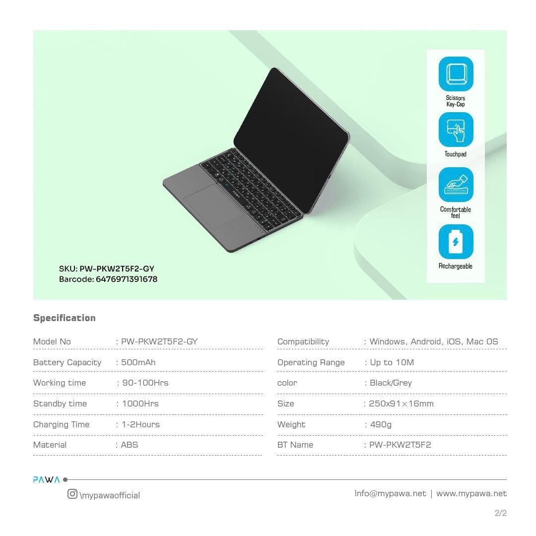 Pawa* Portable foldable wireless keyboard with Touchpad