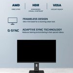 Powerology 27" 4K Office Monitor with RGB light - AMD Free Sync - HDR Enhanced Visual Contrast - 60Hz - 4K Ultra HD - Black
