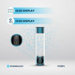 Powerology Hydrogen-Rich Water Generator, OLED Display, One-Touch Control, 10 Electrolysis Cycle, 1200mAh Battery, 280ml Capacity, High Performance Su