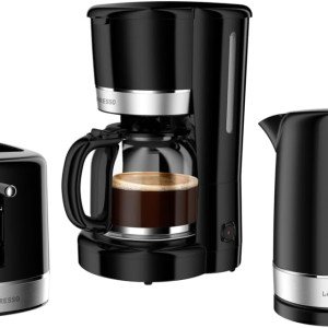 LePresso Breakfast Set Toaster, Kettle and Drip Coffee Maker – Black