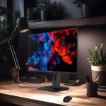 Powerology 27" 4K Office Monitor with RGB light - AMD Free Sync - HDR Enhanced Visual Contrast - 60Hz - 4K Ultra HD - Black
