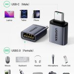 UGREEN USB to USB C Adapter 10Gbps,2 Pack USB C to USB Adapter USB C 3.2 Gen 2 Male to USB A Female Adapter Compatible with iPhone 15 Pro/Samsung/MacB