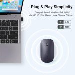 UGREEN Wireless Mouse, 2.4G Slim Silent Computer Mouse with 4000 DPI, USB Cordless Mouse with 18-Month Battery Life, Small Flat Portable Optical Mice