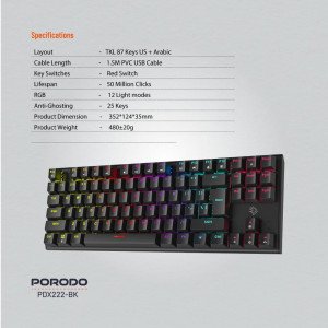 Porodo Gaming TKL Mechanical Keyboard