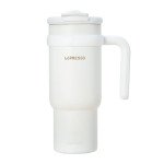 LePresso Coffee Mug with Stainless Straw, 900mL Capacity, Durable Stainless Steel Material, Dual Drink Mode, Lightweight - Black