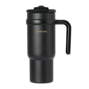 LePresso Coffee Mug with Stainless Straw, 900mL Capacity, Durable Stainless Steel Material, Dual Drink Mode, Lightweight - Black