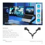 Double Gas Spring Computer Arm with 360 Rotation