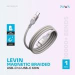 Pawa Levin Magnetic Braided USB-C to C &  USB -C to Lighting Cable 1m 60W-G