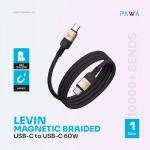Pawa Levin Magnetic Braided USB-C to C &  USB -C to Lighting Cable 1m 60W-G