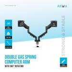 Double Gas Spring Computer Arm with 360 Rotation